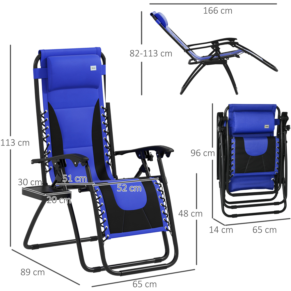 Outsunny Blue Zero Gravity Foldable Recliner Lounger Image 8