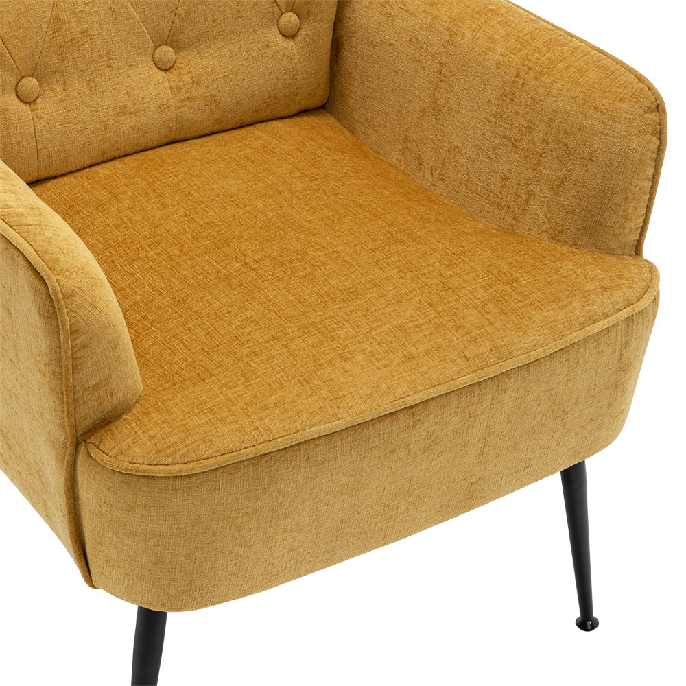 Living and Home Yellow Chenille Upholstered Leisure Chair with Armrests Image 4