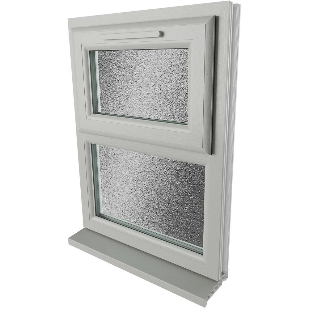 Crystal Agate and White Top Hung Over Fixed Light Obscure Double Glazed Window 905 x 1040mm Image 4