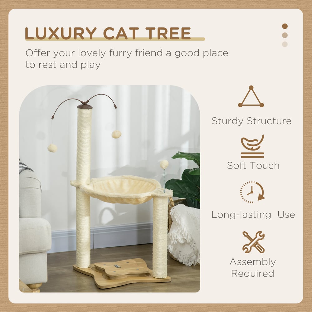 PawHut 90cm Beige Cat Activity Tree Image 5