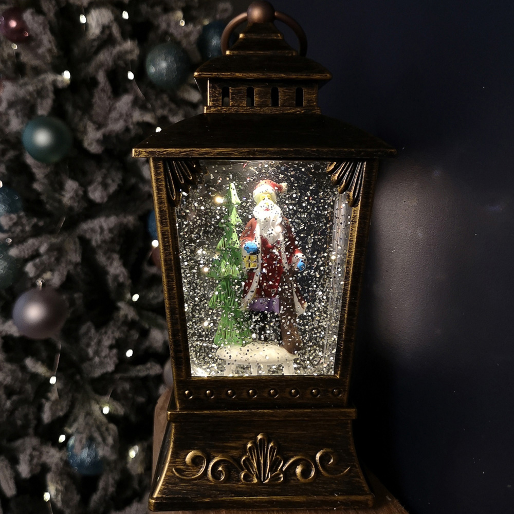 Samuel Alexander Santa Christmas Water Spinner Antique Trapezoid Lantern 24cm Image 1