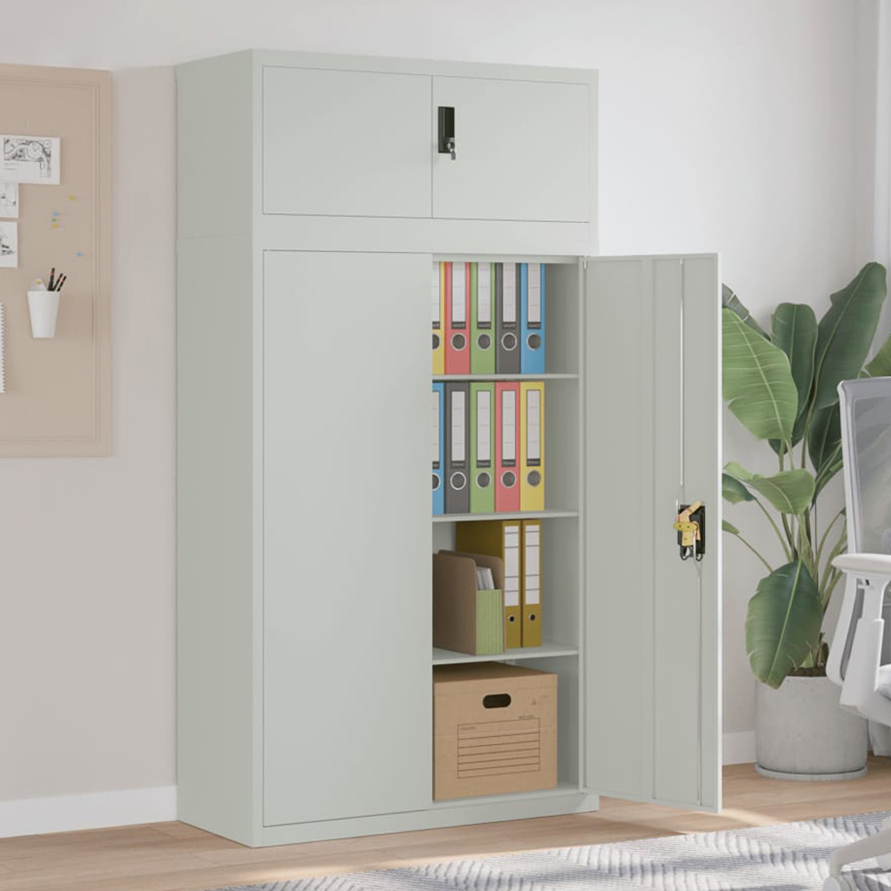 vidaXL 2 Door Light Grey Steel Filing Cabinet Set of 2 Image 1