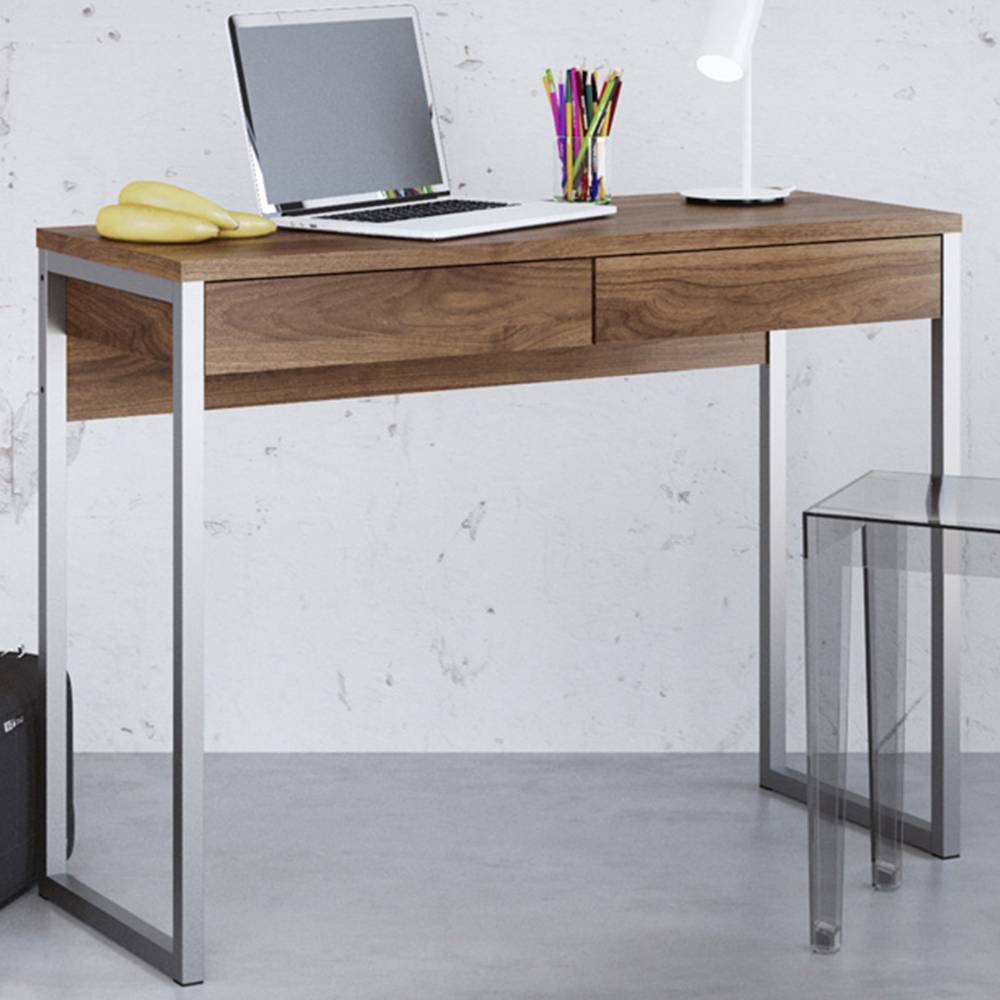 Florence Function Plus 2 Drawer Desk Walnut Image 1