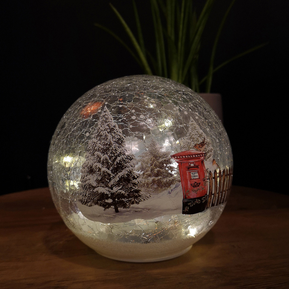 Samuel Alexander Winter Scene Crackle Effect Glass Ball LED Christmas Decoration Image 6