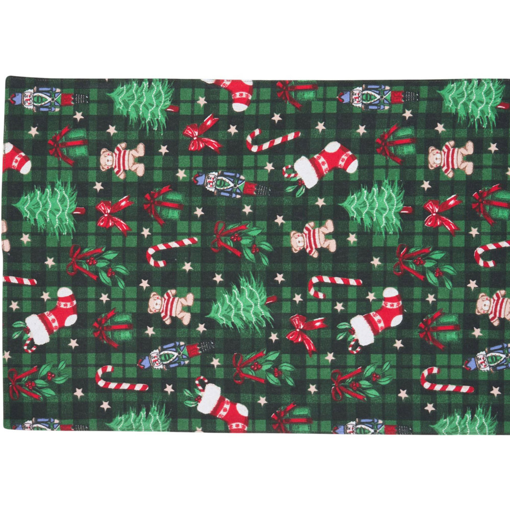Tartan Christmas Print Table Runner Green Image 5