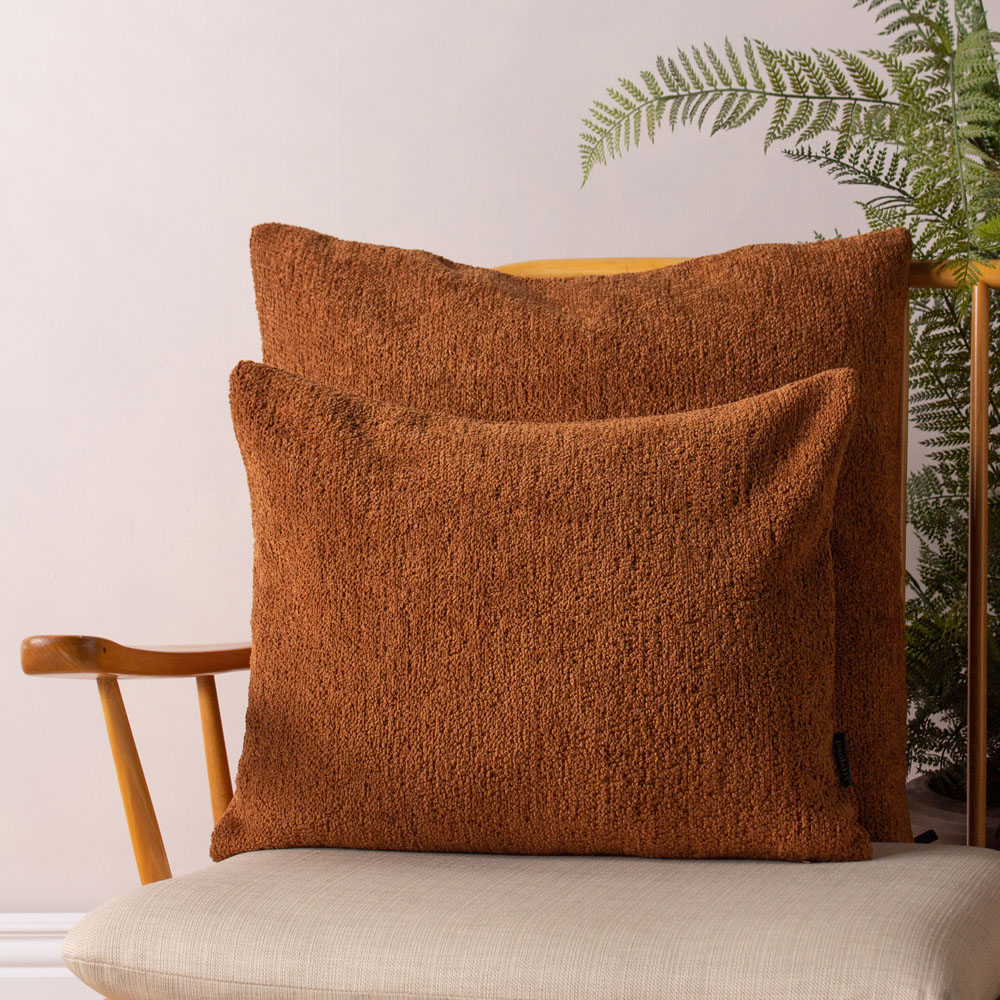 Paoletti Nellim Rust Square Boucle Cushion Image 4