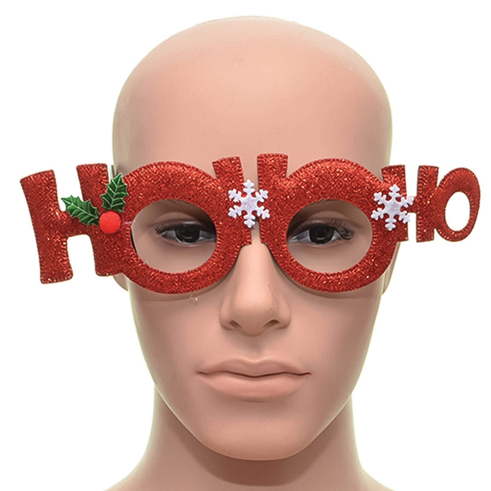 Shatchi Red Ho Ho Ho Novelty Glitter Christmas Glasses Image