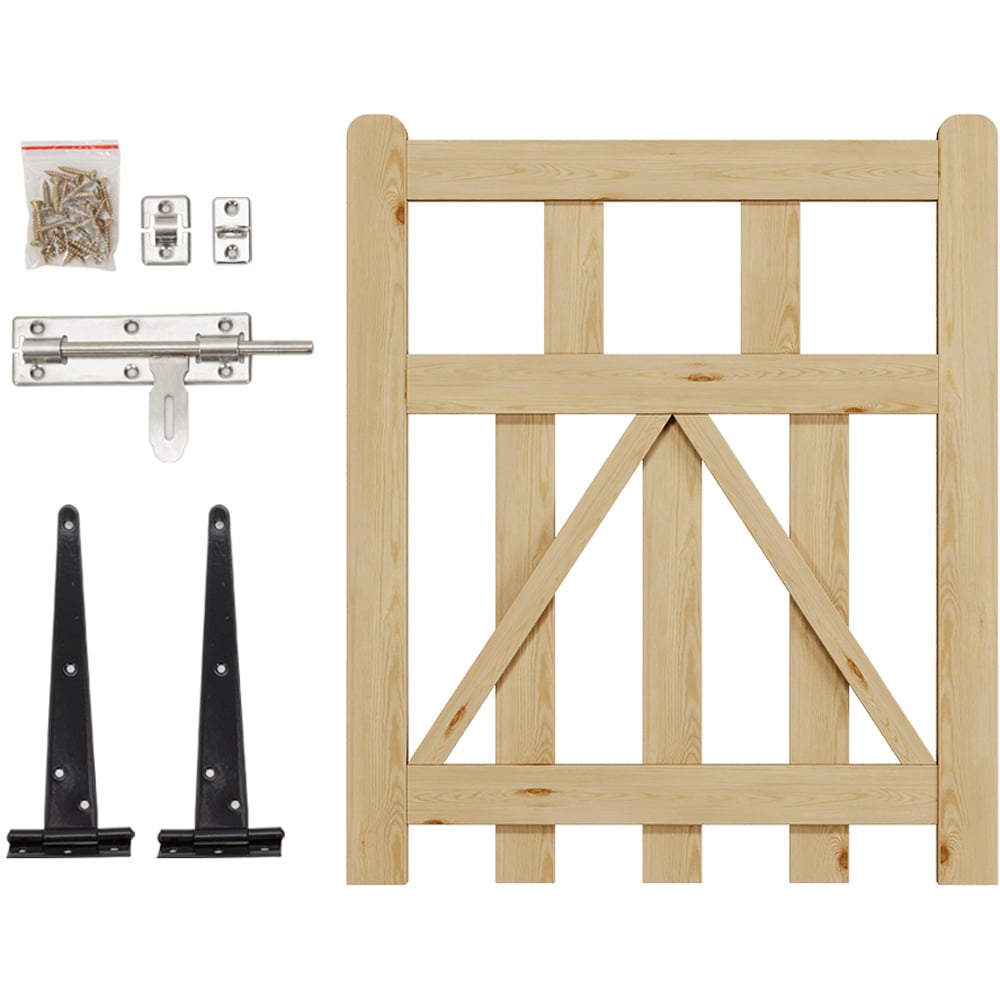 Outdoor Triangular Support Wooden Nature Garden Fence Door, 90 x 76 x 2.5cm Image 5