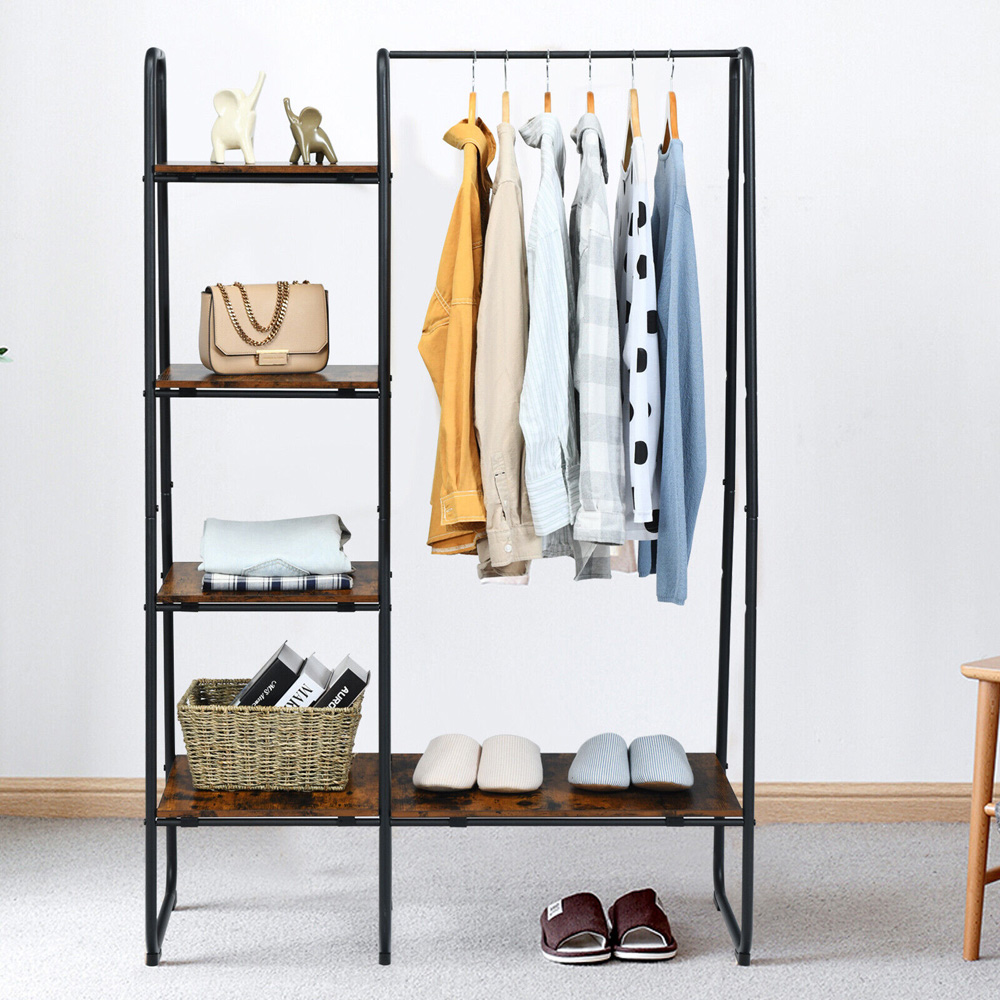 Costway 4 Shelf Black Freestanding Clothing Rack Image 2