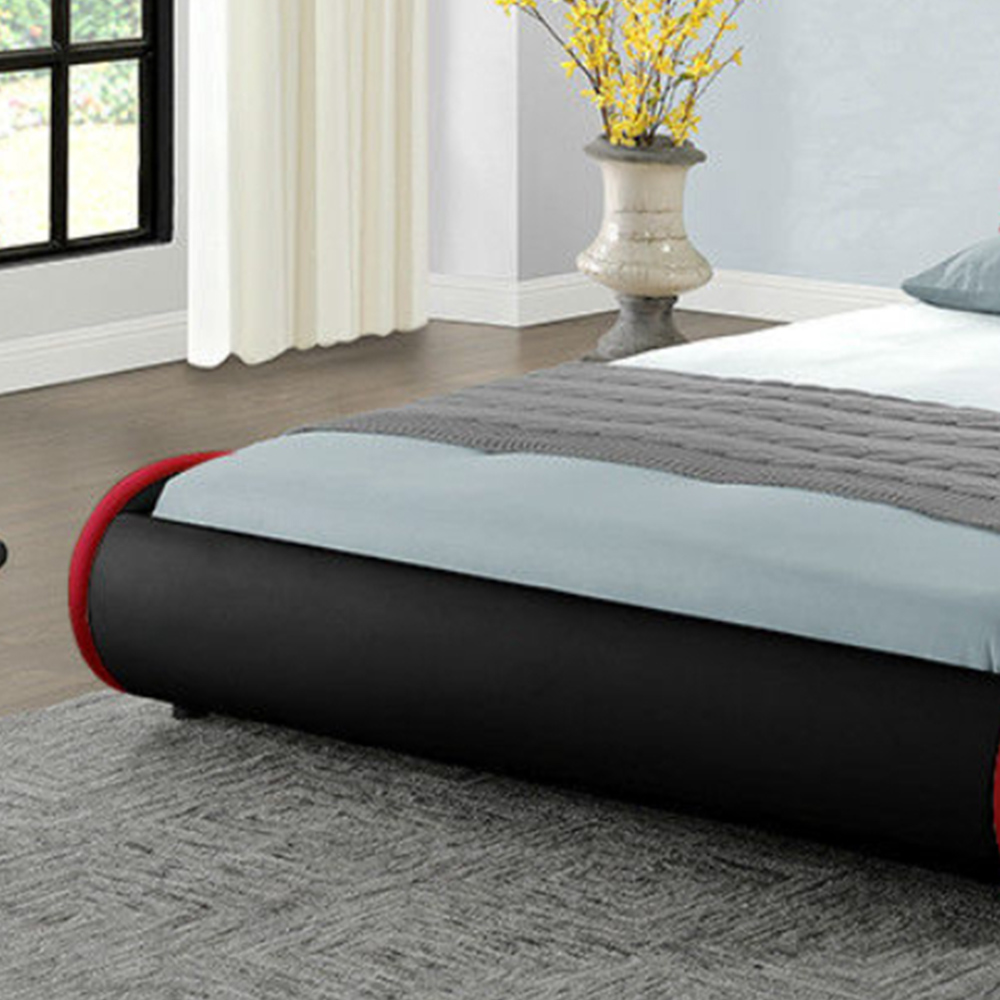 Home Detail Galactic King Size Black and Red Faux Leather Bed Frame Image 4