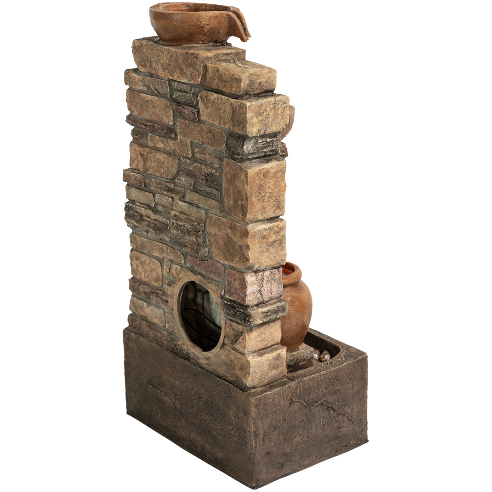 Teamson Home 4-TierLED Brown Cascading Bowl Stacked Stone Outdoor Waterfall Fountain Image 4