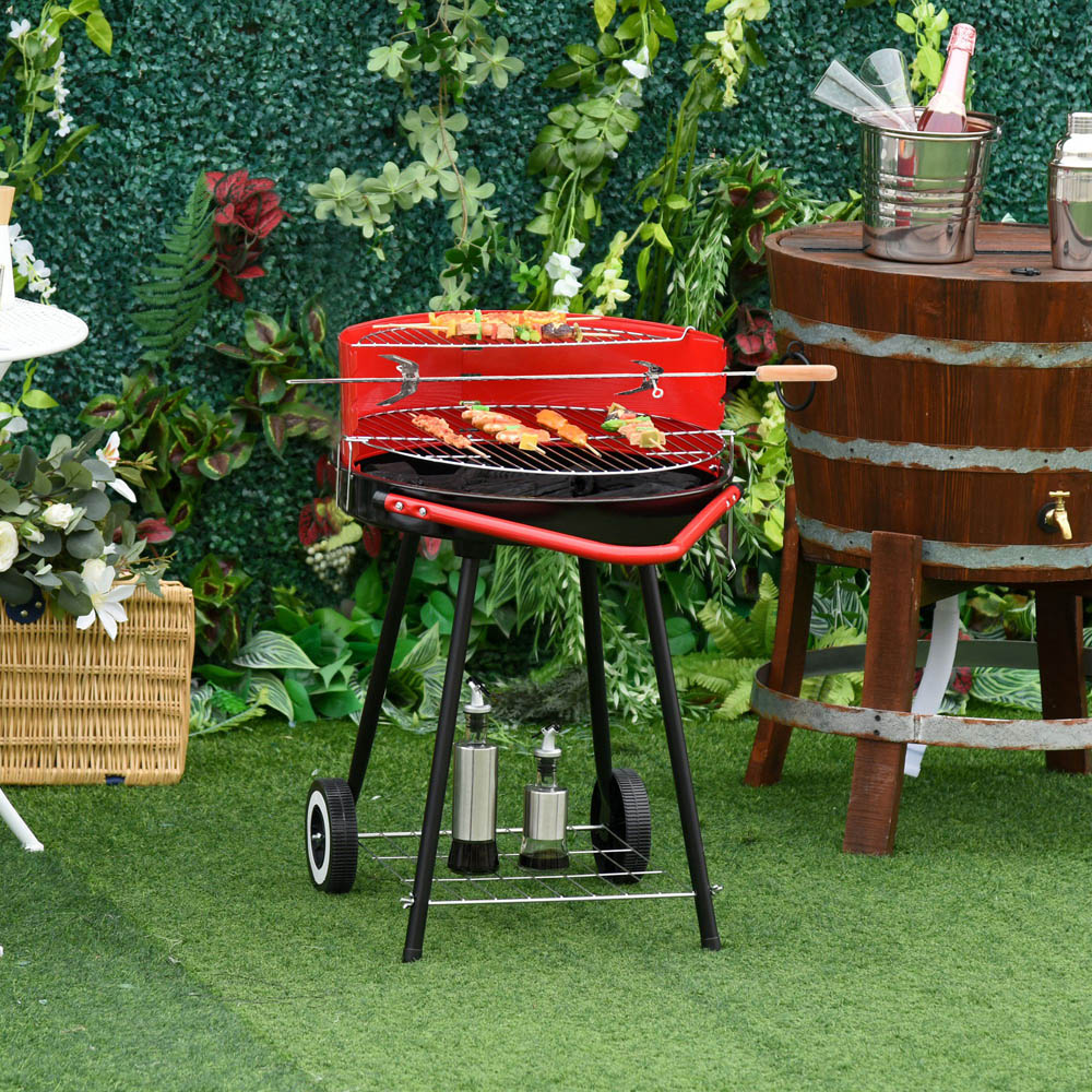 Outsunny 3 Layer Red Charcoal Barbecue Grill Image 2