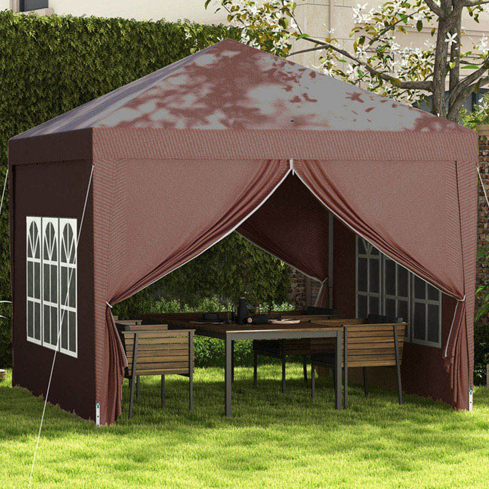 Outsunny 3 x 3m Coffee Party Canopy Tent with Carry Bag Image 1