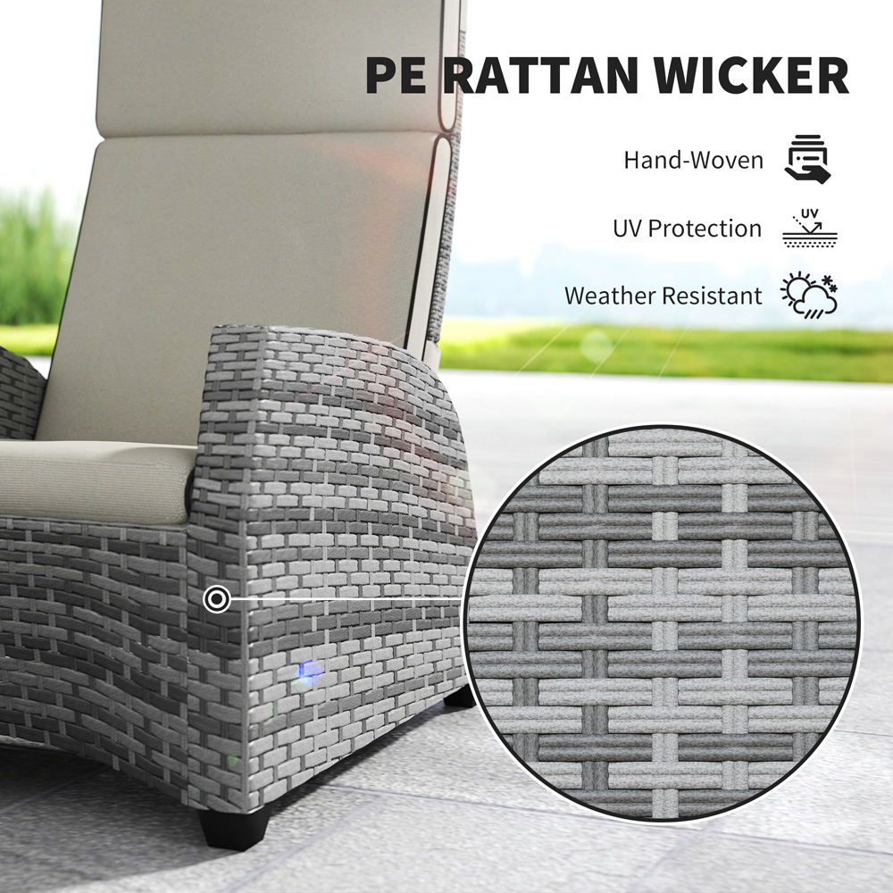 Outsunny 2 Seater Light Grey Rattan Garden Furniture Set Image 5