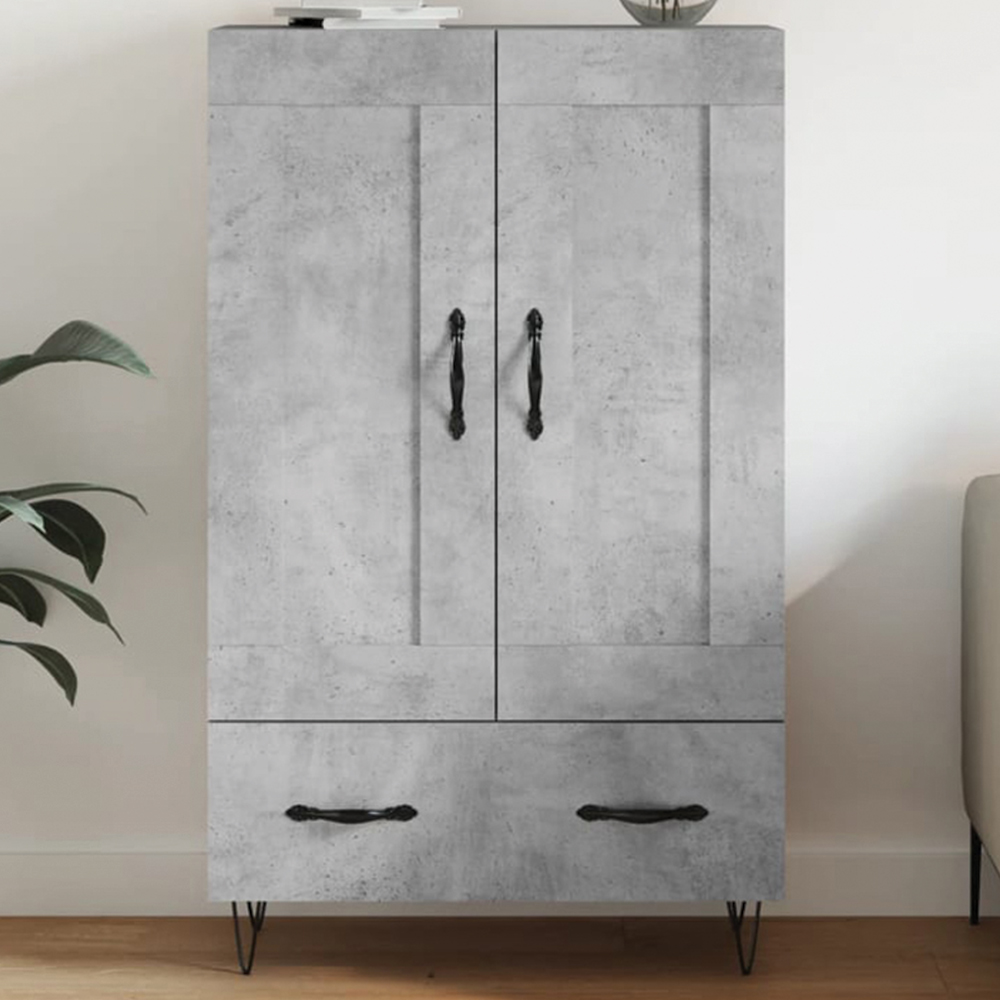 vidaXL 2 Door Single Drawer Concrete Grey Highboard Image 1