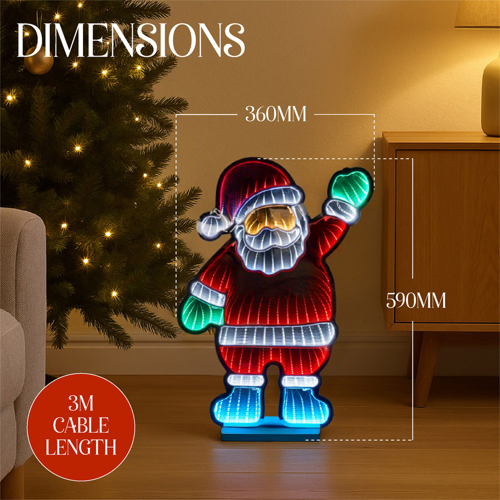 Xmas Haus 200 Super Bright LED Santa Infinity Light 39 x 59cm Image 9