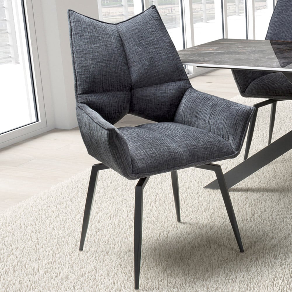 Shankar Dakar Set of 2 Charcoal Swivel Textured Dining Chair Image 1