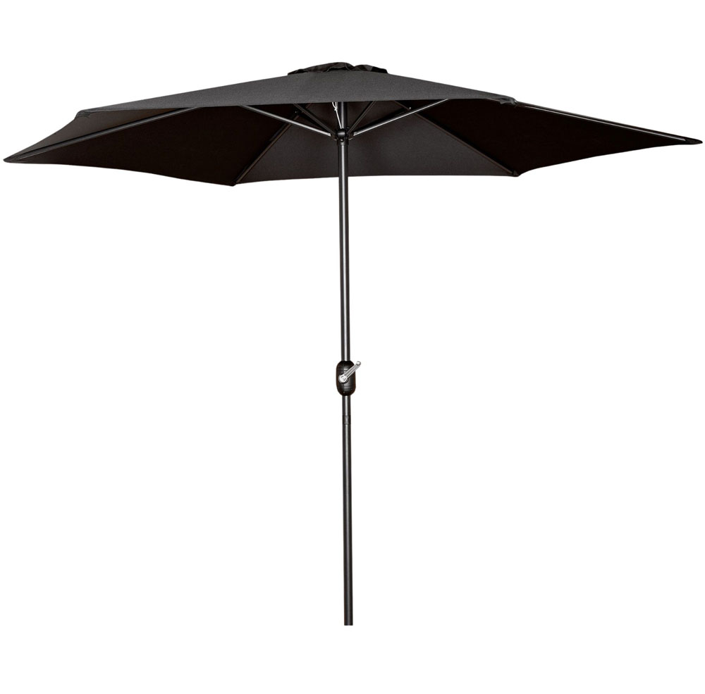 Samuel Alexander 2.7m Black Havana Garden Patio Parasol with Crank Handle and Cover Image 1
