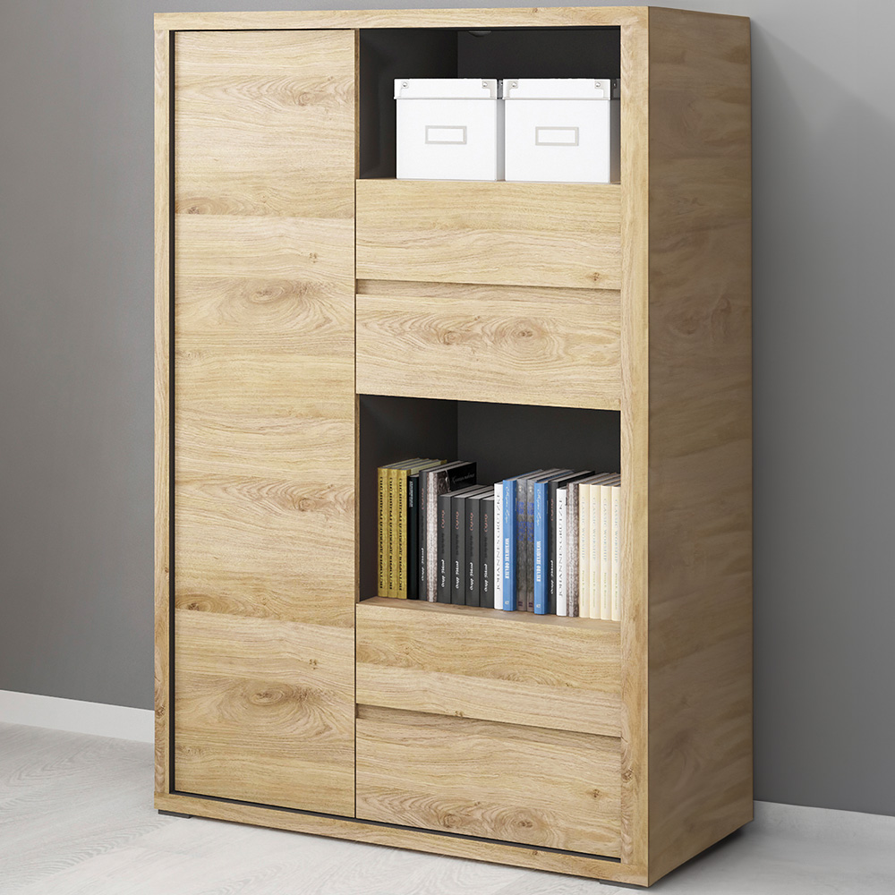 Florence Shetland Single Door 4 Drawer 2 Shelf Display Cabinet Image 1