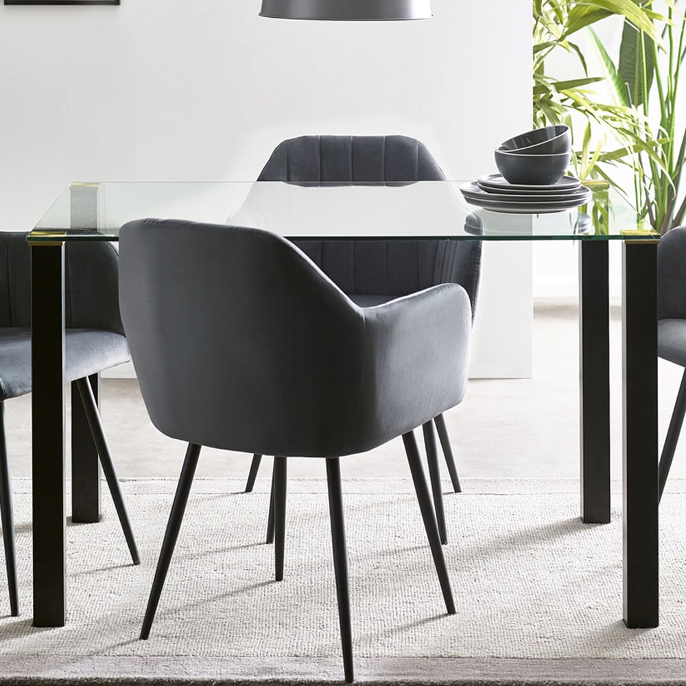 Julian Bowen Piero Glass 4 Seater Rectangular Dining Table Black Image 1
