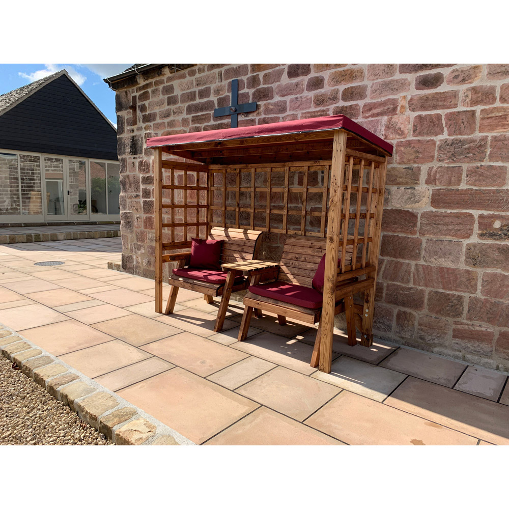 Charles Taylor Henley 2 Seater Arbour with Burgundy Roof Cover Image 4