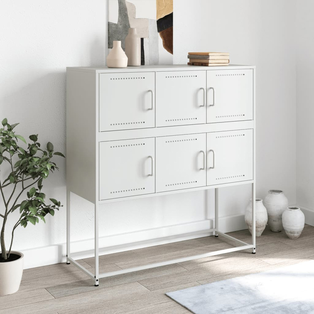 vidaXL 6 Door White Sideboard Image 3