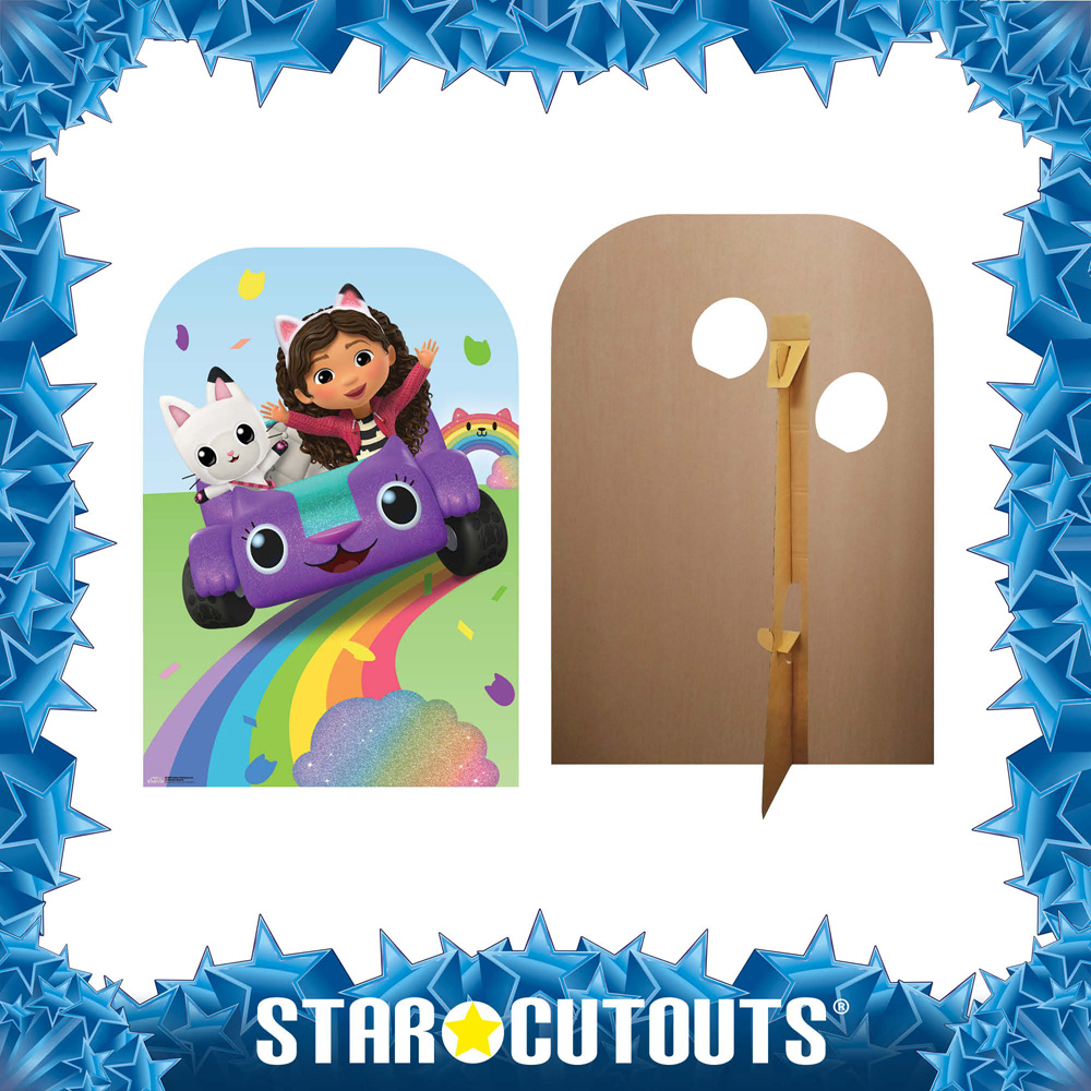 Star Cutouts Gabbys Dollhouse Car on Rainbow Stand In Cardboard Cutout 4.4ft Image 5