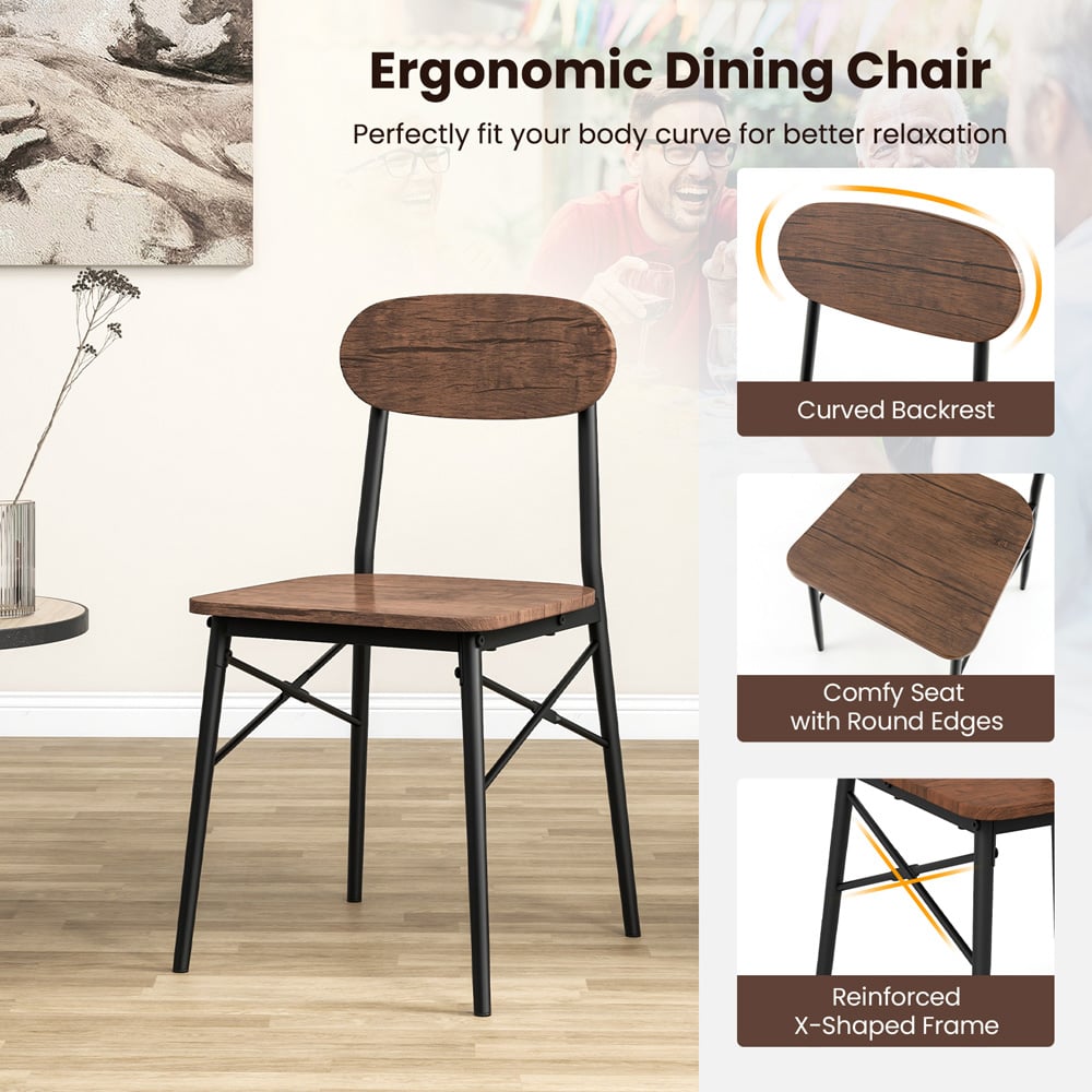 Costway 4 Seater Dining Set Rustic Brown Image 7