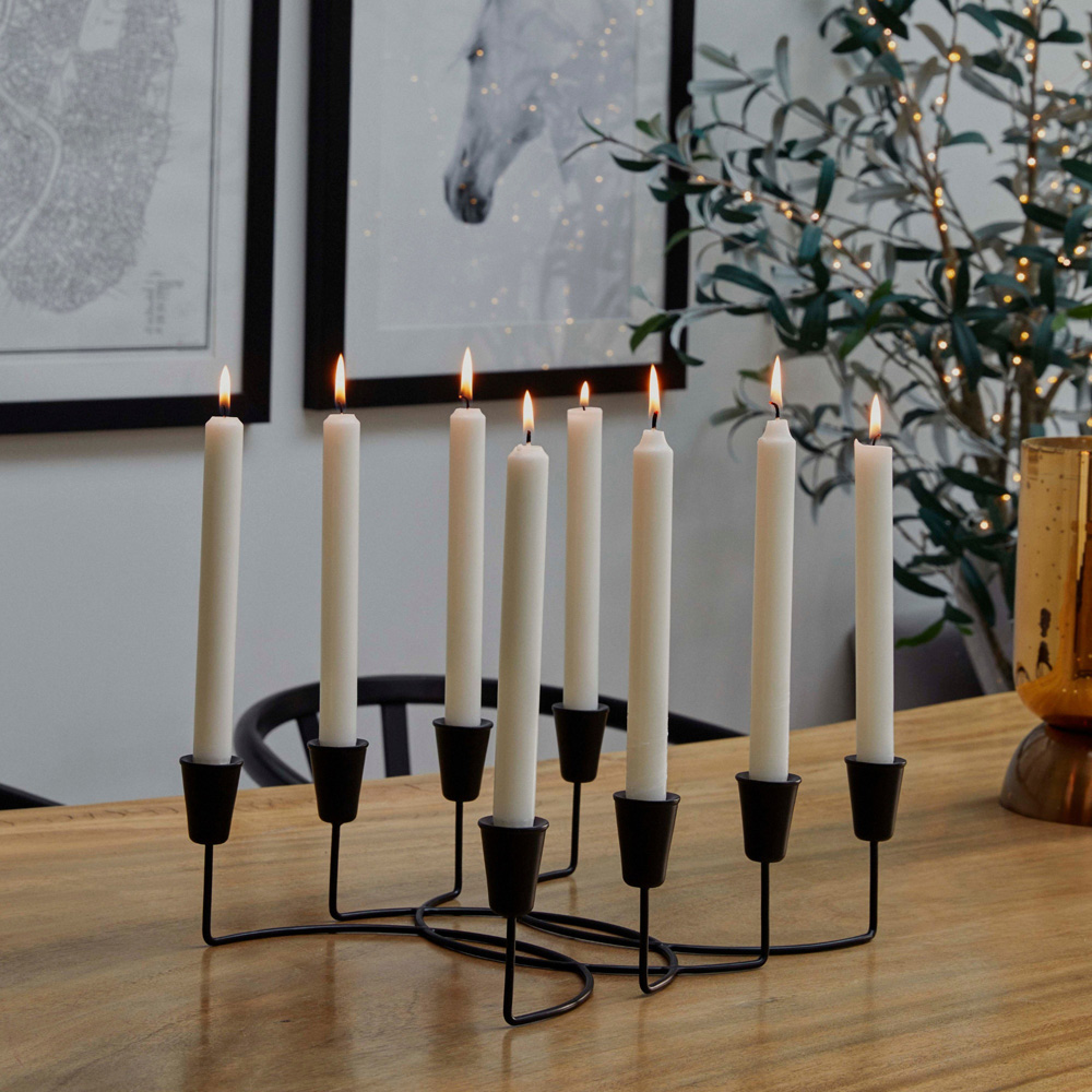 Ivyline 8 Piece Black Circular Taper Candle Holder Image 2