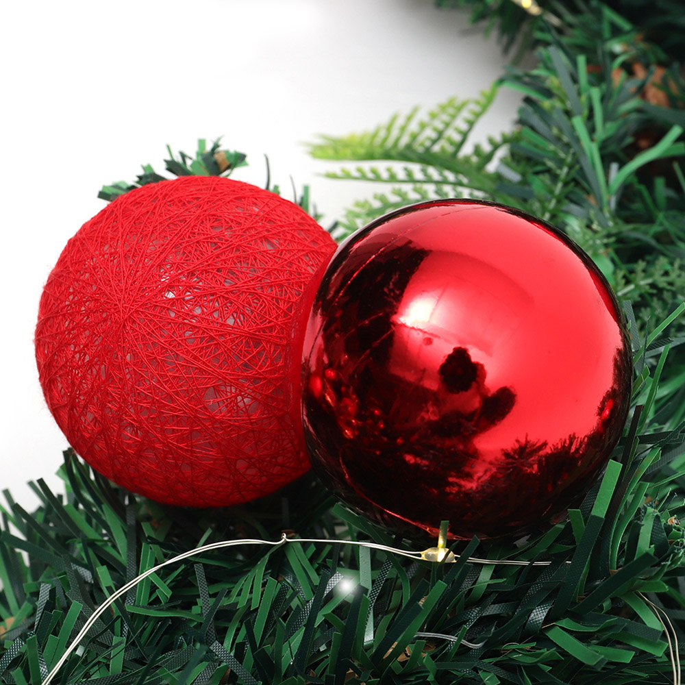 Living and Home Christmas Garland with Red Baubles Bow and Pinecones 270cm Image 7