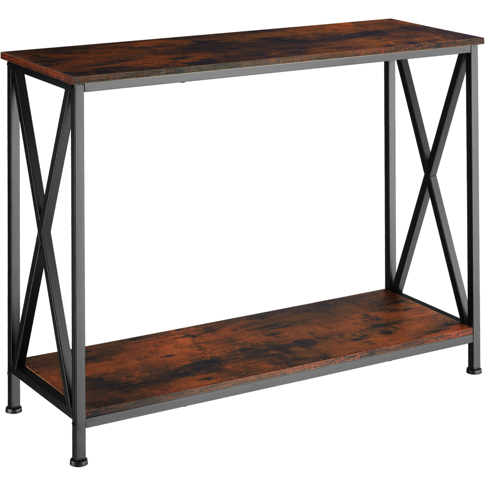 tectake Tacoma Single Shelf Dark Rustic Wooden Console Table Image 2