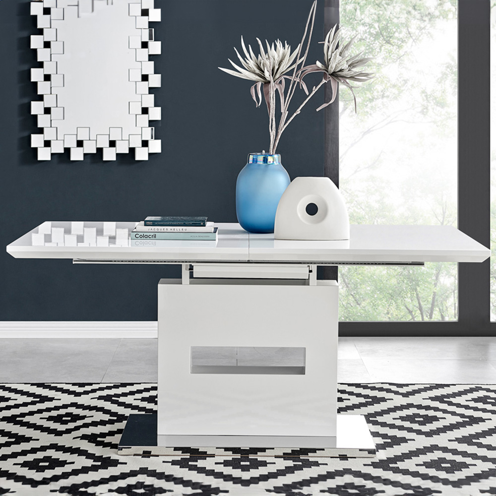 Furniturebox Arenzano 6 Seater Extending Dining Table White High Gloss Image 6