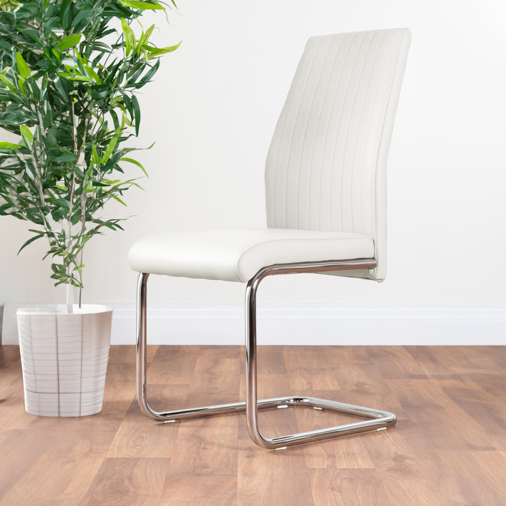 Furniturebox Copeland Fontana Marble Effect 2 Seater Dining Set White and Chrome Image 3