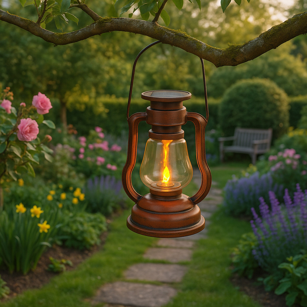 Avilo Warm White LED Solar Vintage Hanging Lantern Image 6