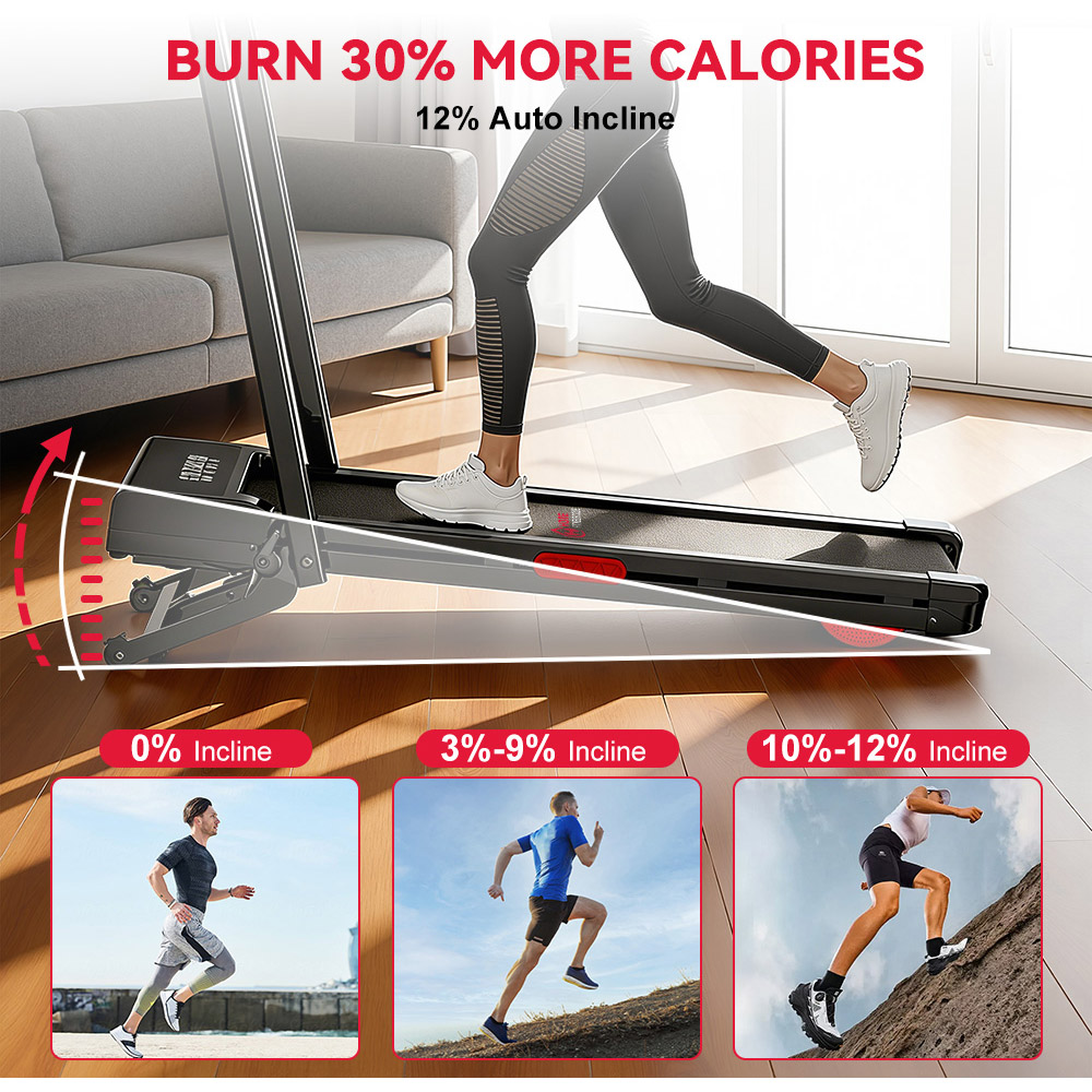 Rattrix Y3 Black Auto Incline Foldable Treadmill Image 4