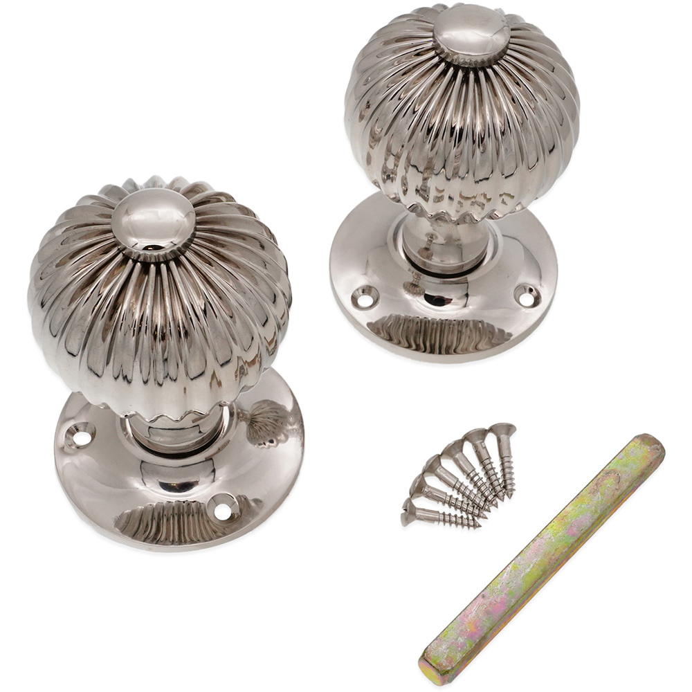 Spira Brass Polished Nickel Regency Mortice Door Knob 2 Pack Image 4
