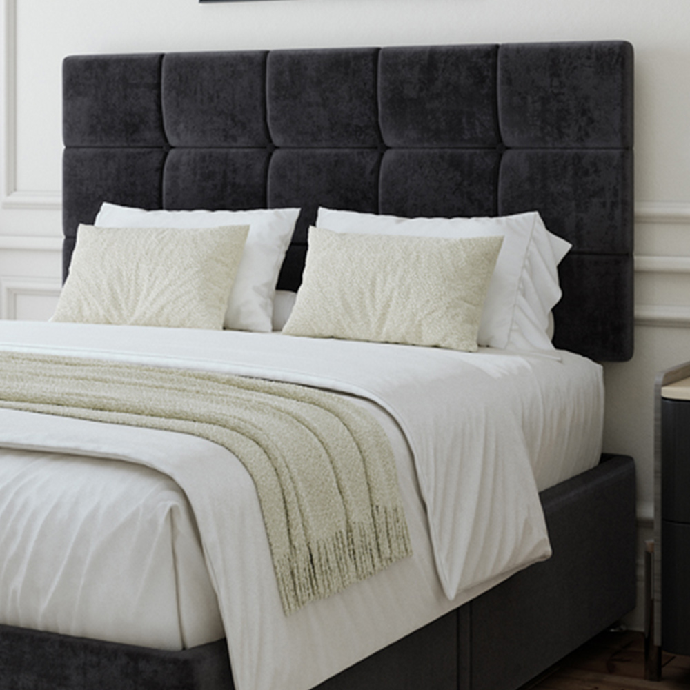 Bedmaster Small Double Black Naples Velvet 2 Drawer Divan Base with Pearl Headboard Image 2