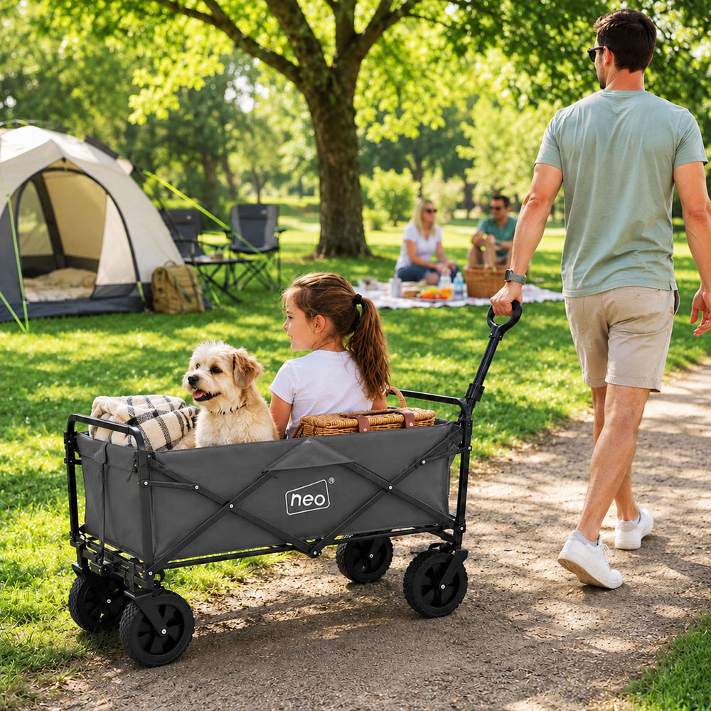 Neo Direct 140L Grey Heavy Duty Folding Garden Trolley Cart Image 2