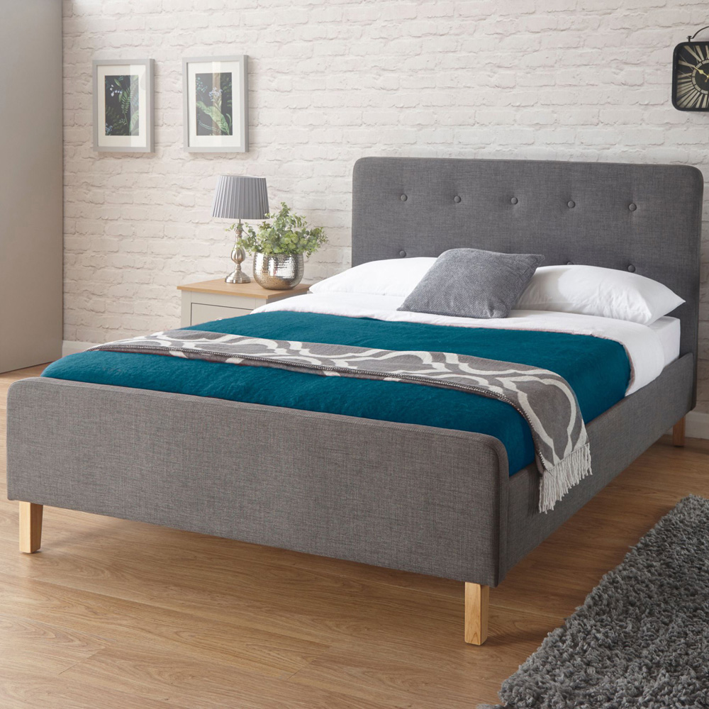 Home Source Ashbourne King Size Grey Bed Image 1