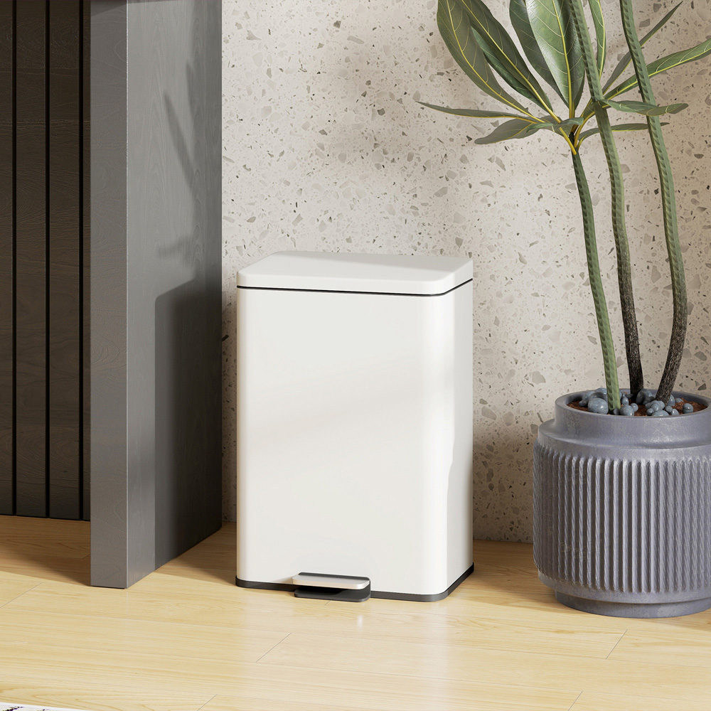 HOMCOM Cream Pedal Bin with Removable Inner Bucket and Soft-Close Lid 20L Image 2