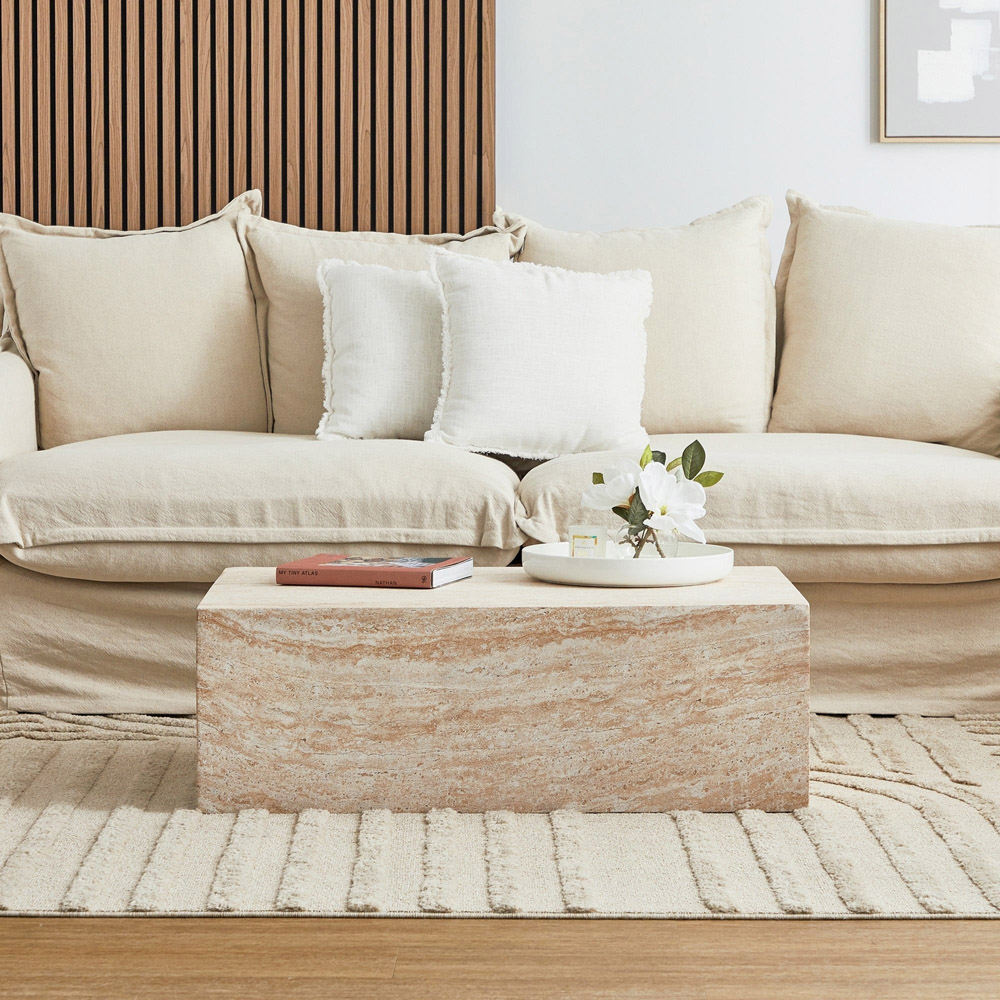 Desser Pisa Travertine Effect Rectangle Coffee Table Image 6