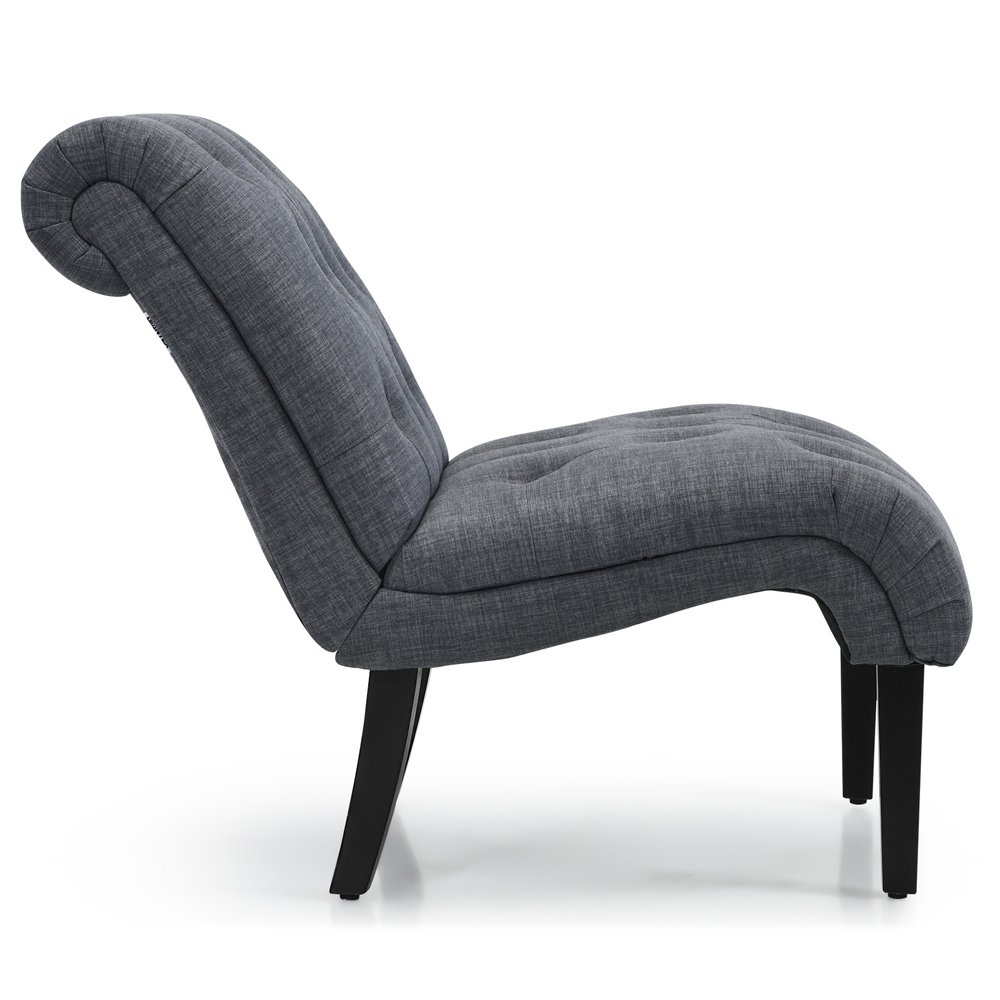 Costway Dark Grey Button Tufted Linen Accent Chair Image 4