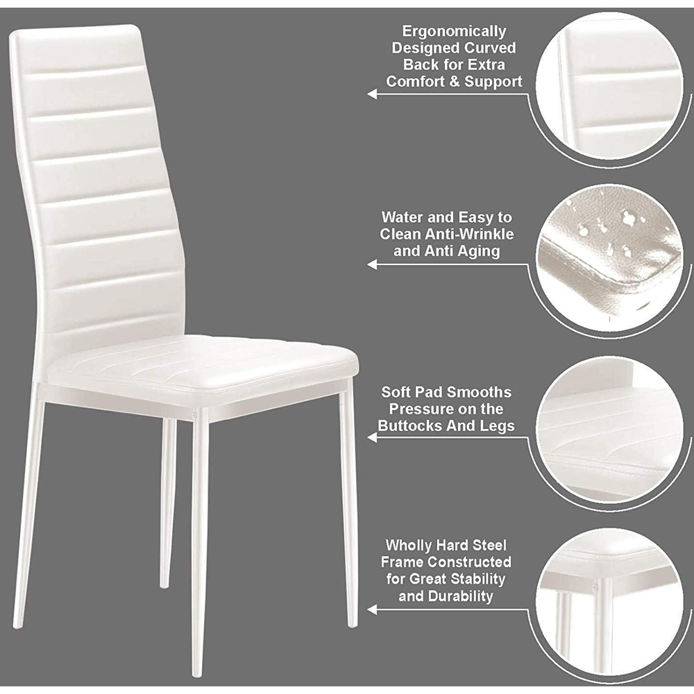 Denver Set of 4 White Faux Leather Dining Chairs Image 6