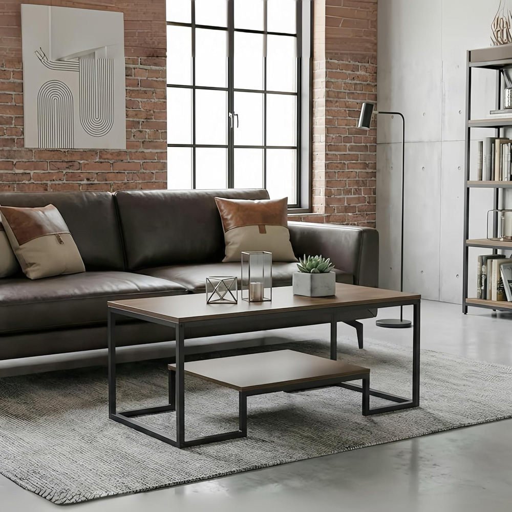 Alivio Single Shelf Brown Modern Industrial Coffee Table Image 5