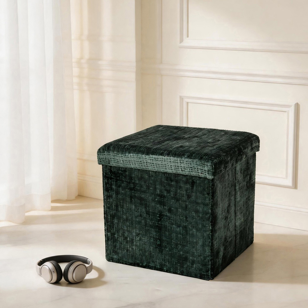 Chenille Storage Box Emerald Image 3