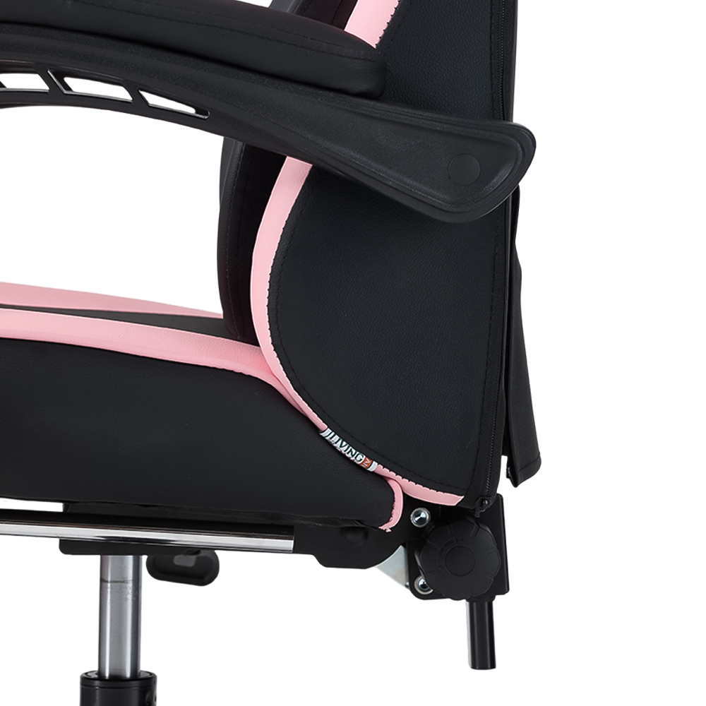 Living and Home Black and Pink Cat Ear Design Gaming Chair with Massage Lumbar Pillow Image 7