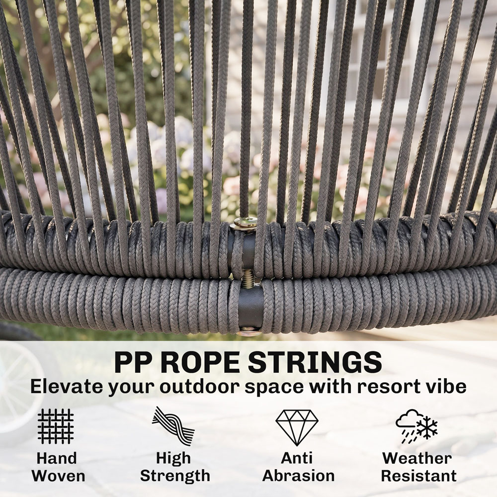 Outsunny 3 Seater Rope Woven Garden Furniture Set Dark Grey Image 5