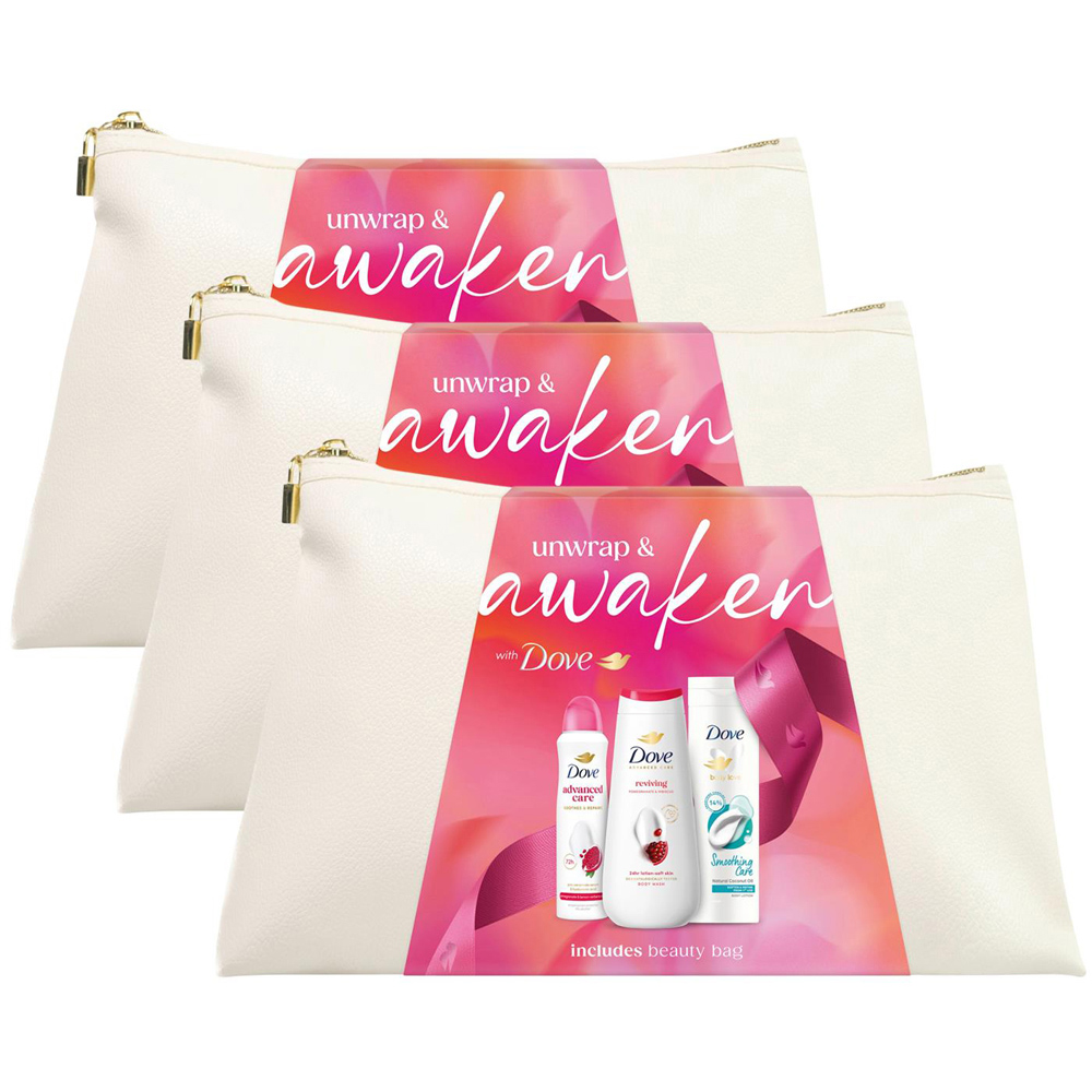 Dove Awaken Beauty Bag 3 Piece Gift Set 3 Pack Image 1