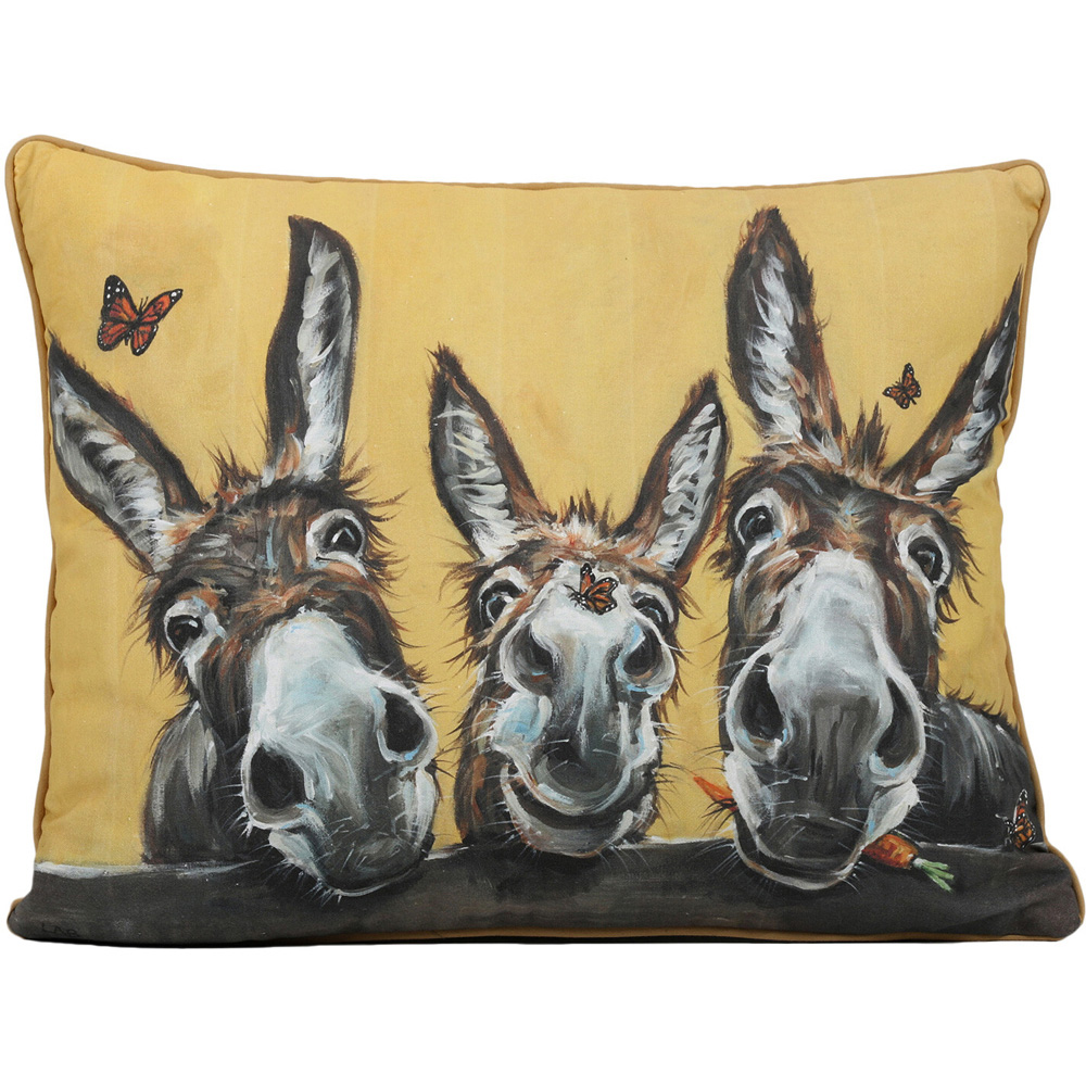 Louise Brown Yellow Donkey Friends Cushion 40 x 50cm Image 1