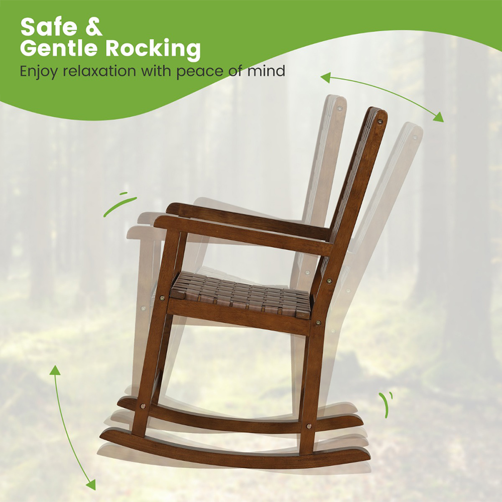 Costway Brown Wood Rocking Chair Image 8